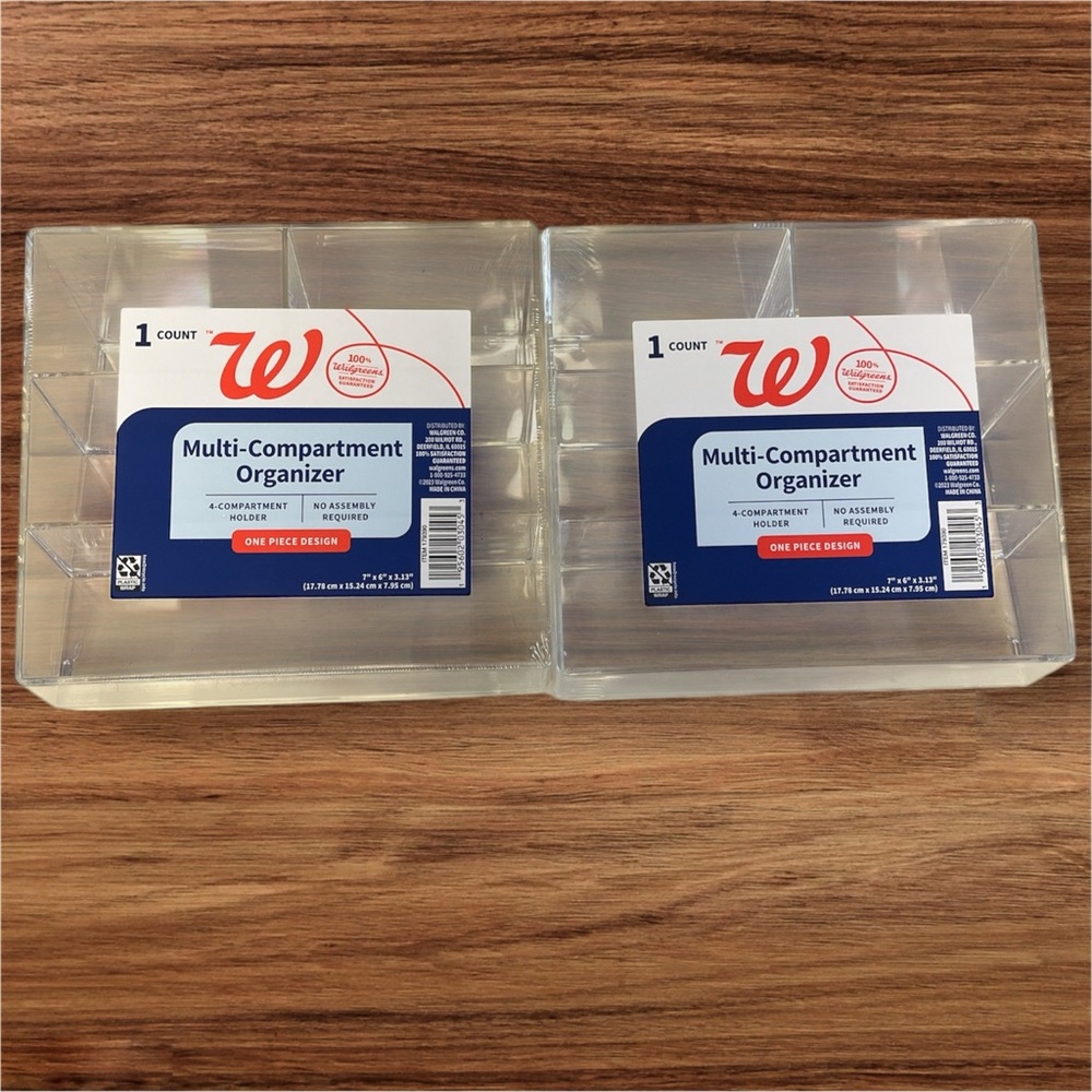Set of 2 Walgreens Clear Multi-Compartment Makeup Organizer